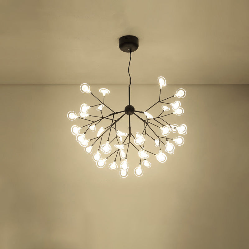 Simplicity Leaf Chandelier Lamp Acrylic Living Room LED Drop Pendant with Branch-Like Wireframe 45 Black Clearhalo 'Ceiling Lights' 'Chandeliers' 'Modern Chandeliers' 'Modern' Lighting' 2026368