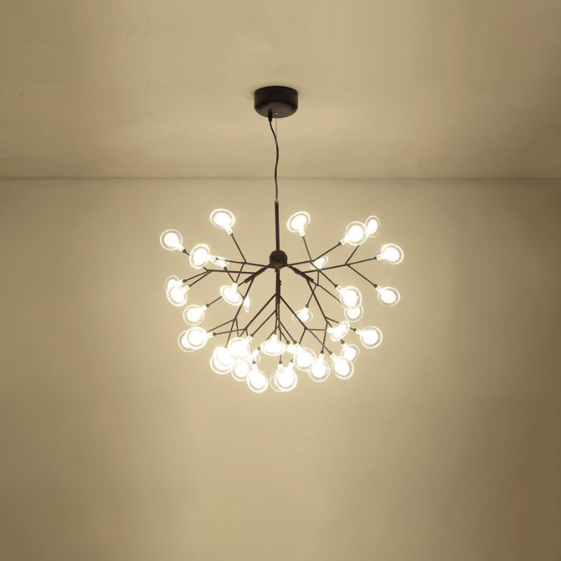 Simplicity Leaf Chandelier Lamp Acrylic Living Room LED Drop Pendant with Branch-Like Wireframe 36 Black Clearhalo 'Ceiling Lights' 'Chandeliers' 'Modern Chandeliers' 'Modern' Lighting' 2026369
