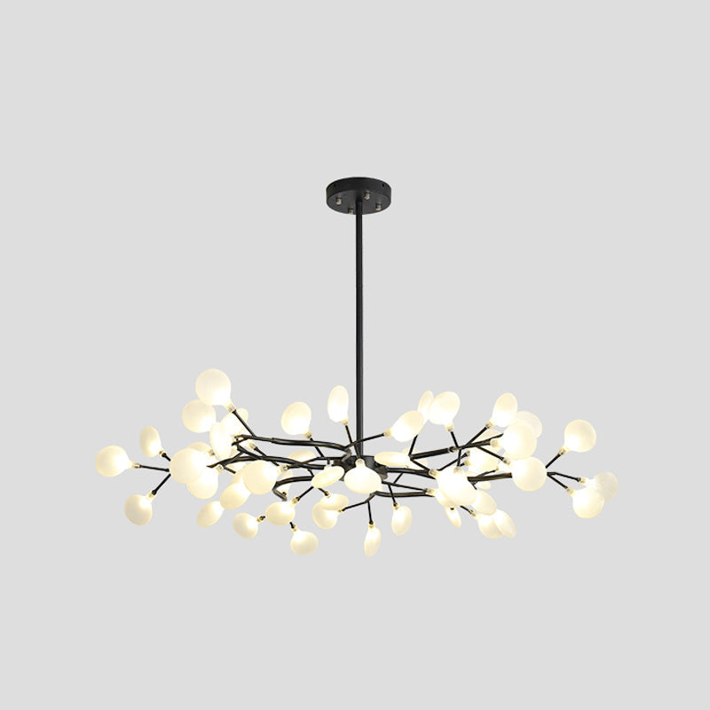 Starburst Chandelier Lighting Simple Metallic Living Room LED Pendulum Light 54 Black A Clearhalo 'Ceiling Lights' 'Chandeliers' 'Modern Chandeliers' 'Modern' Lighting' 2026391