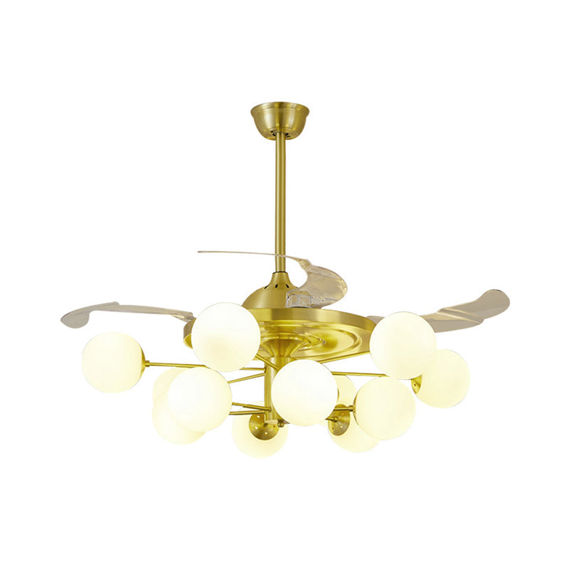 Leaf Acrylic Hanging Fan Light Modern LED Semi Flush Mount for Living Room, 3 Blades Clearhalo 'Ceiling Fans with Lights' 'Ceiling Fans' 'Modern Ceiling Fans' 'Modern' Lighting' 2026426