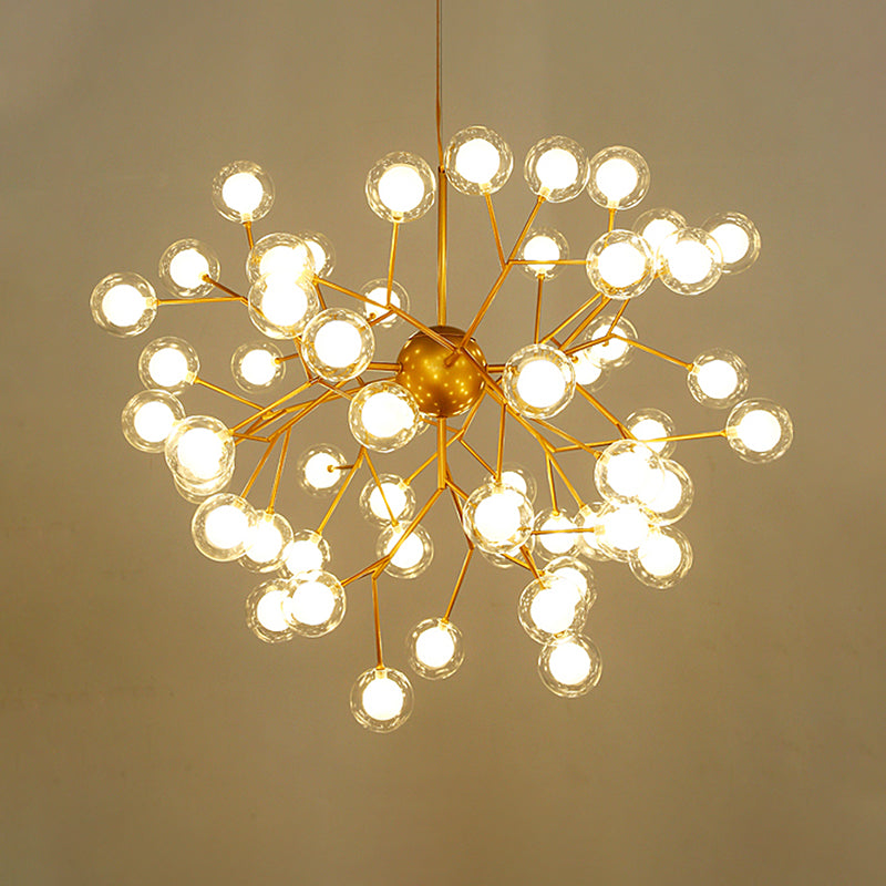 Simplicity LED Chandelier Lamp Bubble Pendant Lighting with Dual Glass Shade for Living Room Clearhalo 'Ceiling Lights' 'Chandeliers' 'Modern Chandeliers' 'Modern' Lighting' 2026454