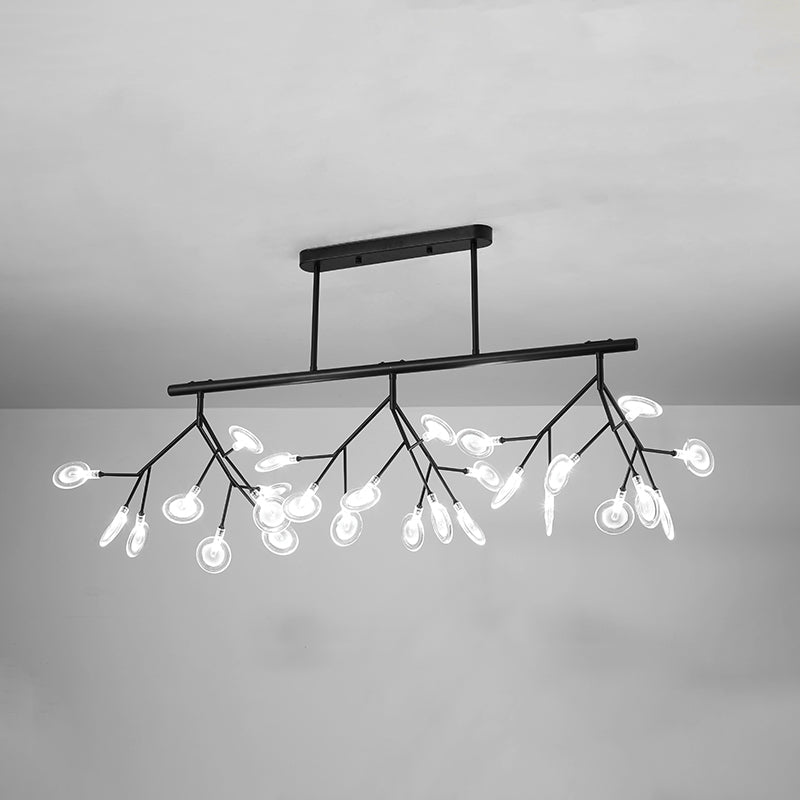 Leaves LED Pendant Light Fixture Modernist Acrylic 27 Heads Island Lamp for Living Room Black Clear Clearhalo 'Ceiling Lights' 'Island Lights' Lighting' 2026483