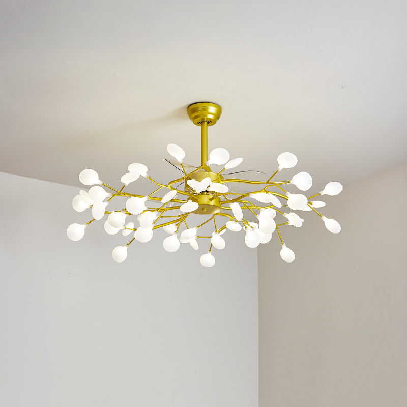 3-Blade Acrylic Firefly Ceiling Fan Light Minimalist LED Semi Flush for Living Room Clearhalo 'Ceiling Fans with Lights' 'Ceiling Fans' 'Modern Ceiling Fans' 'Modern' Lighting' 2026516