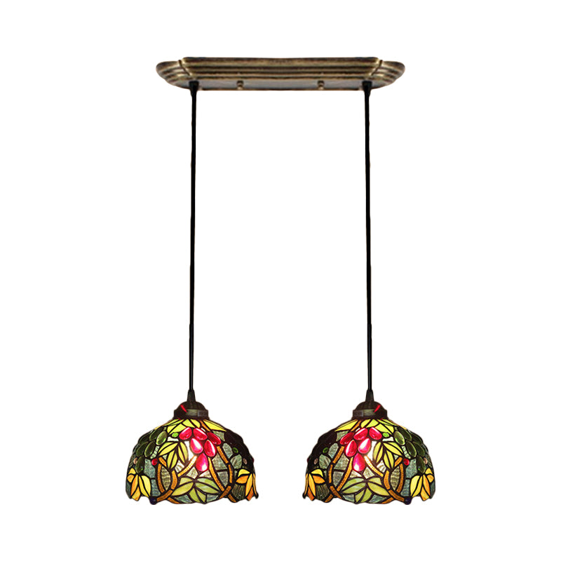 Green Stained Glass Multiple Hanging Light Barrel Victorian Pendant Lighting Fixture with Grapevine Pattern 2 Green Clearhalo 'Art Deco Pendants' 'Cast Iron' 'Ceiling Lights' 'Ceramic' 'Chandeliers' 'Crystal' 'Industrial' 'Metal' 'Middle Century Pendants' 'Pendant Lights' 'Pendants' 'Tiffany close to ceiling' 'Tiffany Pendants' 'Tiffany' Lighting' 2029425