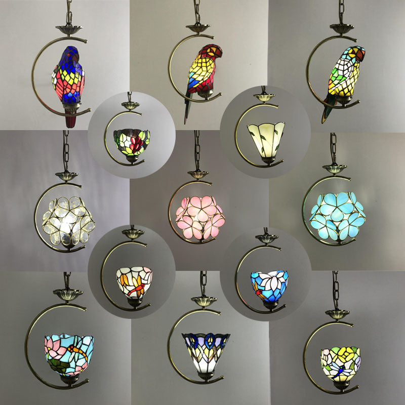 Bronze 1-Head Pendant Light Kit Baroque Metal C-Frame Hanging Lighting with Geometry Cut Glass Shade Clearhalo 'Art Deco Pendants' 'Cast Iron' 'Ceiling Lights' 'Ceramic' 'Crystal' 'Industrial' 'Metal' 'Middle Century Pendants' 'Pendant Lights' 'Pendants' 'Tiffany close to ceiling' 'Tiffany Pendants' 'Tiffany' Lighting' 2029572
