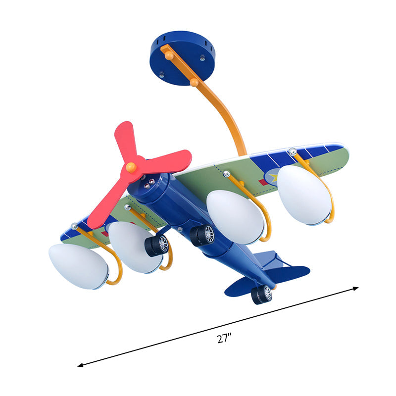 Blue Propeller Plane Chandelier 4 Bulbs Cartoon Metal Hanging Lighting for Child Bedroom Clearhalo 'Ceiling Lights' 'Chandeliers' Lighting' options 202995