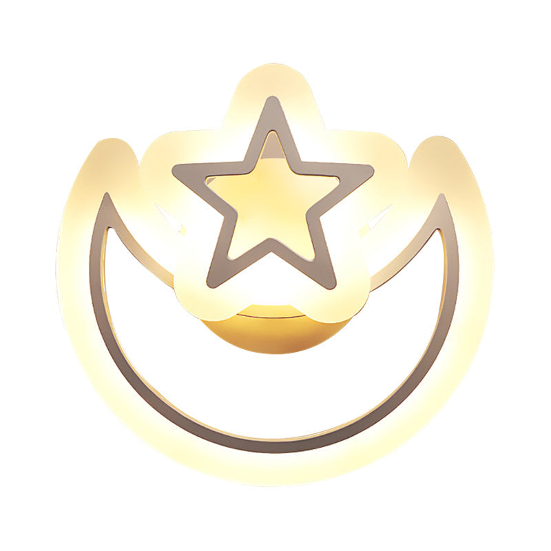 Acrylic Moon Star Ceiling Mount Light Kids Bedroom Contemporary Ceiling Lamp in White Clearhalo 'Ceiling Lights' 'Close To Ceiling Lights' 'Close to ceiling' 'Semi-flushmount' Lighting' 203008