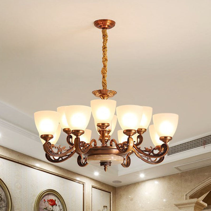 Dome Living Room Pendant Chandelier White Glass Minimal Hanging Ceiling Light Clearhalo 'Ceiling Lights' 'Chandeliers' 'Modern Chandeliers' 'Modern' Lighting' 2030342