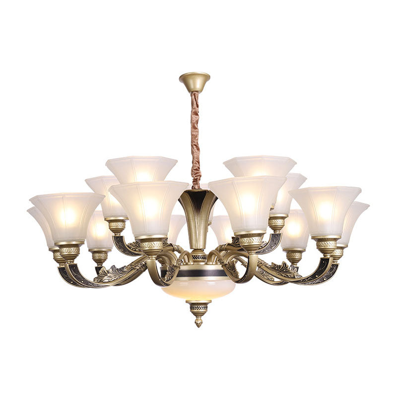 Bell Shaped Ceiling Chandelier Contemporary Frosted Glass Living Room Pendant Light Kit in White Clearhalo 'Ceiling Lights' 'Chandeliers' 'Modern Chandeliers' 'Modern' Lighting' 2030576