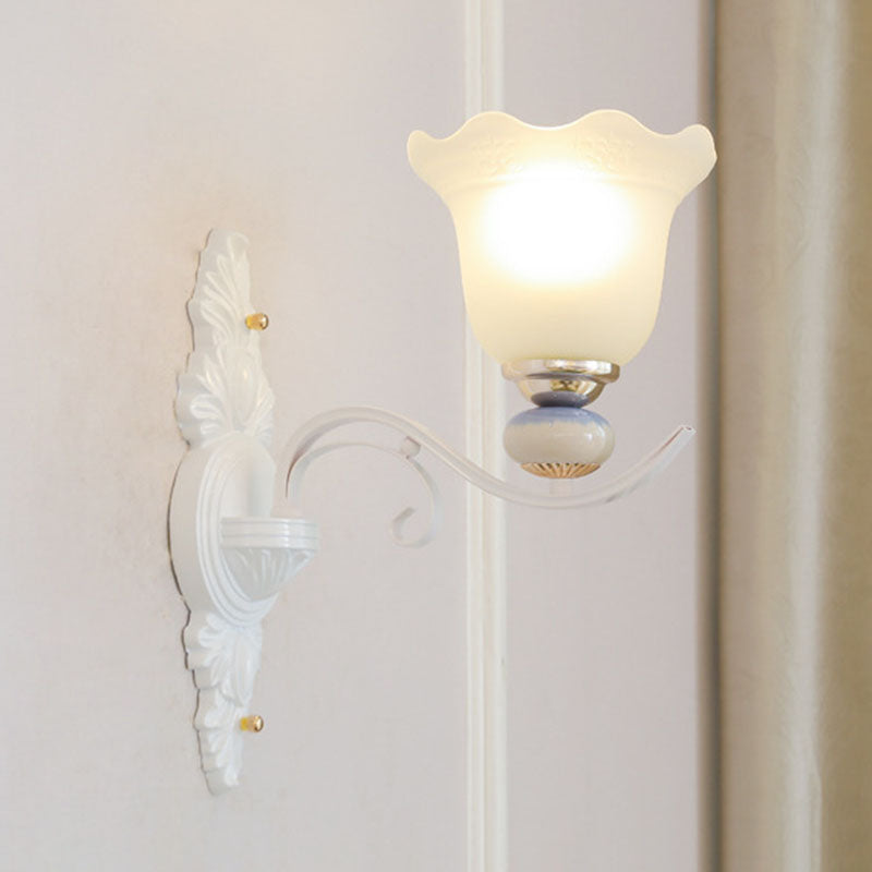 Nordic Blossom Hanging Lighting White Glass Living Room Chandelier Light Fixture 1 White Clearhalo 'Ceiling Lights' 'Chandeliers' 'Glass shade' 'Glass' 'Modern Chandeliers' 'Modern' Lighting' 2030595