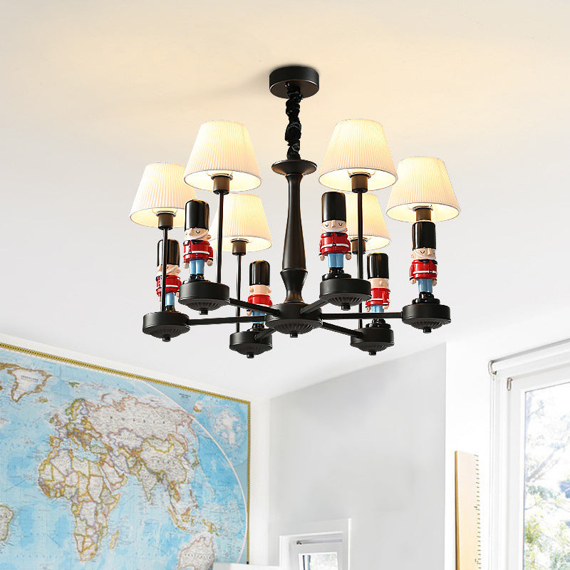 Empire Shade Chandelier Light Cartoon Fabric White Hanging Light with Figurine for Bedroom Clearhalo 'Ceiling Lights' 'Chandeliers' Lighting' options 2031088