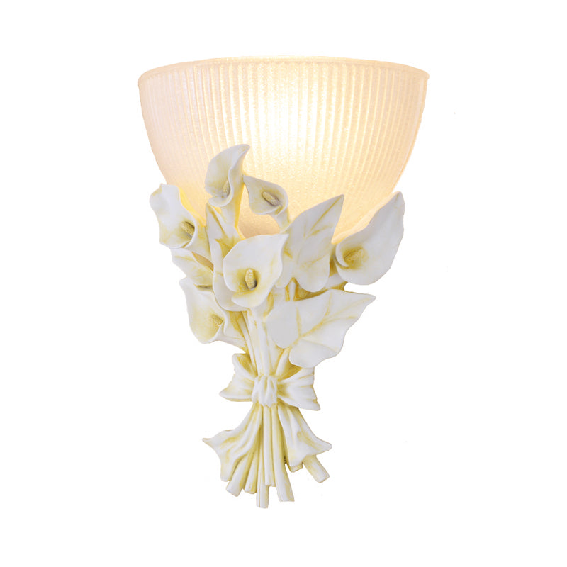 Prismatic Glass Dome Wall Lamp Traditional 1 Light Living Room Sconce Light with Green Bouquet Decoration Clearhalo 'Wall Lamps & Sconces' 'Wall Lights' Lighting' 203259