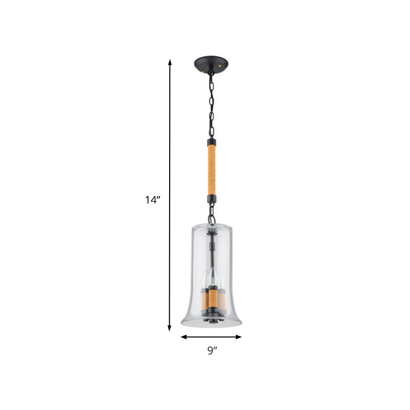 Bell Chandelier Light Traditional Clear Glass 3 Lights Dining Room Hanging Ceiling Light Clearhalo 'Ceiling Lights' 'Chandeliers' 'Glass shade' 'Glass' 'Pendant Lights' Lighting' 203566
