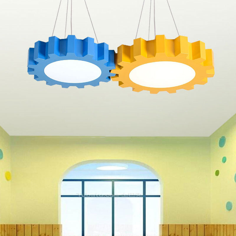 Creative Gear Pendant Light Acrylic Candy Colored LED Suspension Light for Kindergarten Yellow Clearhalo 'Ceiling Lights' 'Pendant Lights' 'Pendants' Lighting' 203593_e2b1630f-e763-4248-96b5-1e10fe3a069b