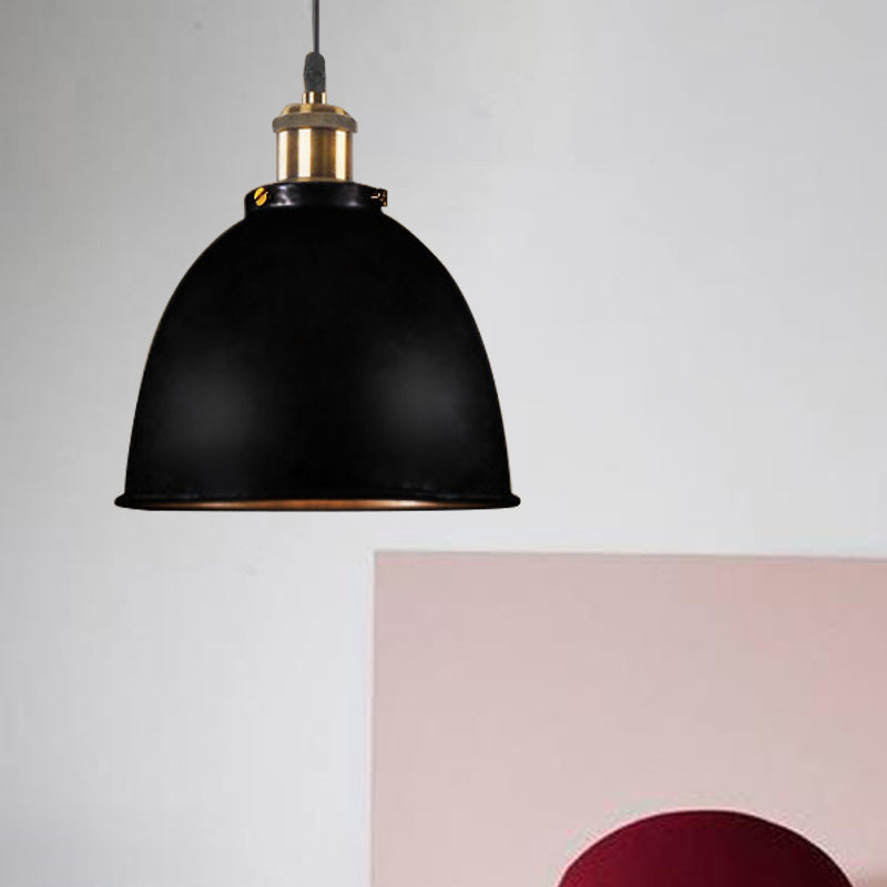 Antique Style Dome Pendant Lamp 1 Light Wrought Iron Hanging Light Fixture with Cord in Black/Rust Clearhalo 'Art Deco Pendants' 'Black' 'Cast Iron' 'Ceiling Lights' 'Ceramic' 'Crystal' 'Industrial Pendants' 'Industrial' 'Metal' 'Middle Century Pendants' 'Pendant Lights' 'Pendants' 'Rustic Pendants' 'Tiffany' Lighting' 203726