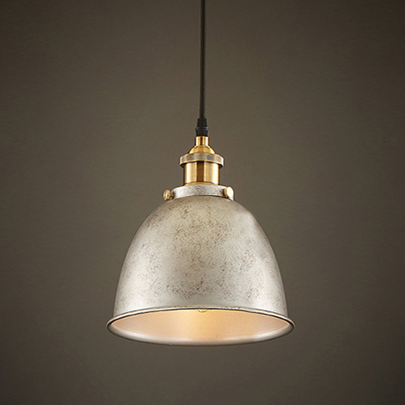 Antique Style Dome Pendant Lamp 1 Light Wrought Iron Hanging Light Fixture with Cord in Black/Rust Ivory Clearhalo 'Art Deco Pendants' 'Black' 'Cast Iron' 'Ceiling Lights' 'Ceramic' 'Crystal' 'Industrial Pendants' 'Industrial' 'Metal' 'Middle Century Pendants' 'Pendant Lights' 'Pendants' 'Rustic Pendants' 'Tiffany' Lighting' 203734