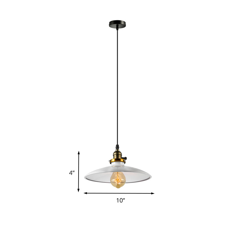 1 Light Pendant Ceiling Light Industrial Style Saucer Metal Hanging Light in Black/White for Living Room Clearhalo 'Art Deco Pendants' 'Black' 'Cast Iron' 'Ceiling Lights' 'Ceramic' 'Crystal' 'Industrial Pendants' 'Industrial' 'Metal' 'Middle Century Pendants' 'Pendant Lights' 'Pendants' 'Rustic Pendants' 'Tiffany' Lighting' 203784