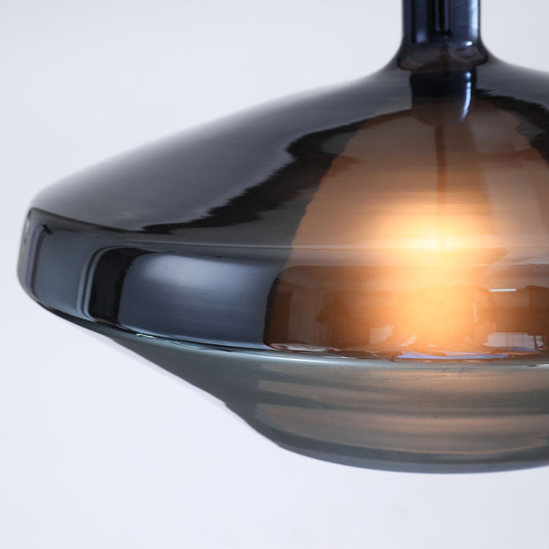 1 Bulb Dining Room Pendulum Light Modern Drop Lamp with Geometry Glass Shade Clearhalo 'Ceiling Lights' 'Glass shade' 'Glass' 'Island Lights' 'Modern Pendants' 'Modern' 'Pendant Lights' 'Pendants' Lighting' 2039064