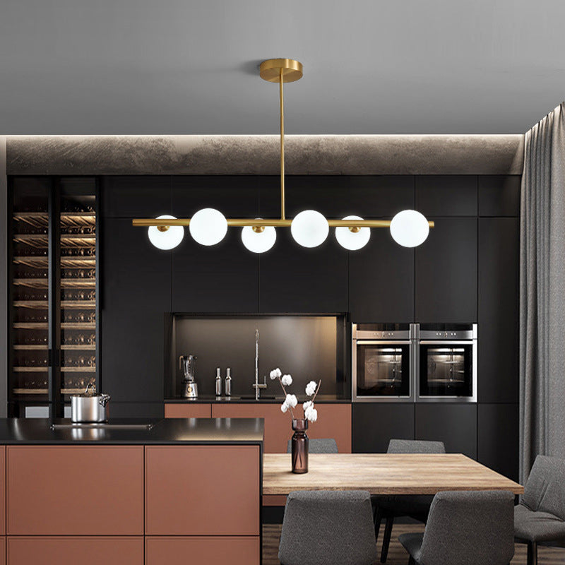 Simplicity Ball Island Light Kit Glass Dining Room Pendant Lighting Fixture in Brass Clearhalo 'Ceiling Lights' 'Glass shade' 'Glass' 'Island Lights' Lighting' 2039092