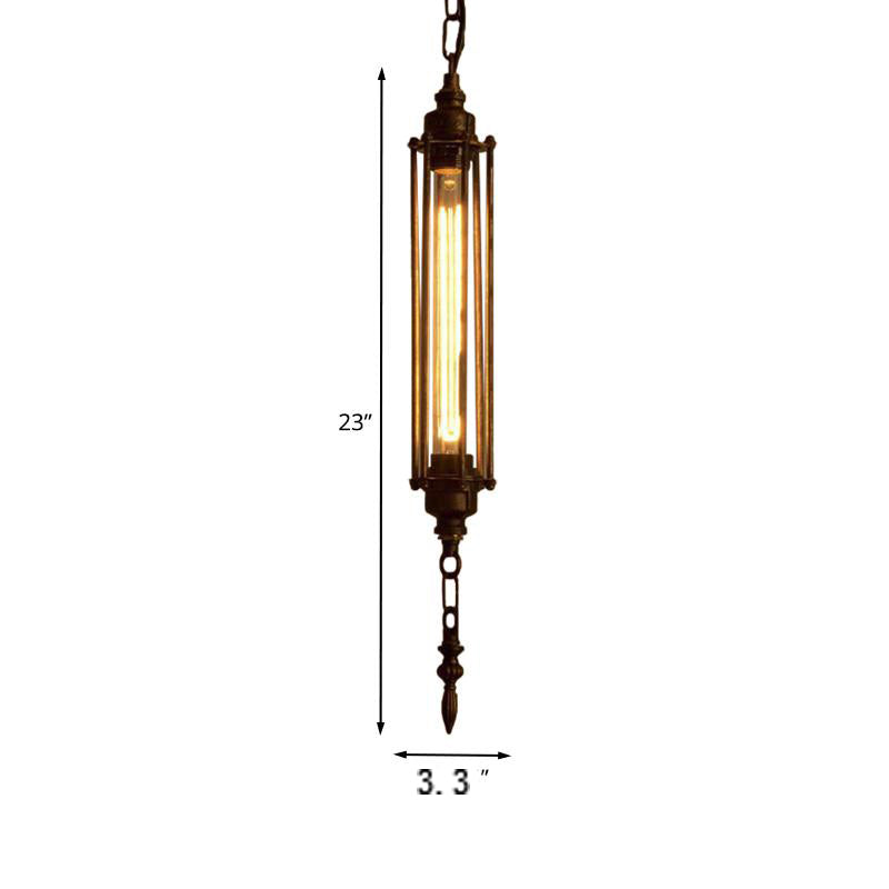1 Head Pendant Lighting with Wire Guard Wrought Iron Farmhouse Style Restaurant Mini Hanging Fixture in Rust Clearhalo 'Ceiling Lights' 'Modern Pendants' 'Modern' 'Pendant Lights' 'Pendants' Lighting' 203962