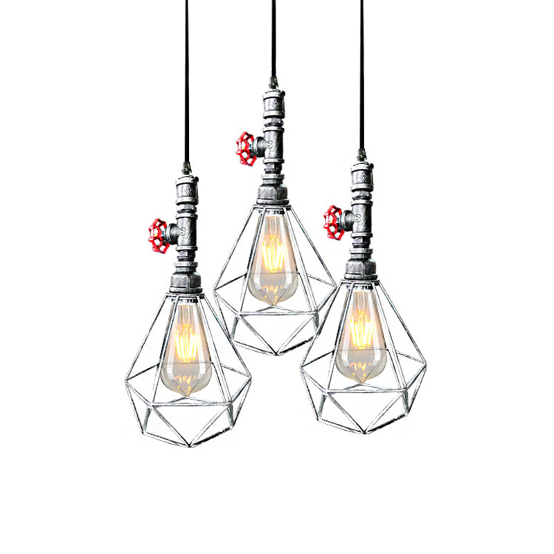 1-Light Hanging Ceiling Light Village Diamond Metal Cage Wrought Iron Pendant Light Fixture in Black/Weathered Copper/Gold for Living Room Clearhalo 'Art Deco Pendants' 'Black' 'Cast Iron' 'Ceiling Lights' 'Ceramic' 'Crystal' 'Industrial Pendants' 'Industrial' 'Metal' 'Middle Century Pendants' 'Pendant Lights' 'Pendants' 'Rustic Pendants' 'Tiffany' Lighting' 204167