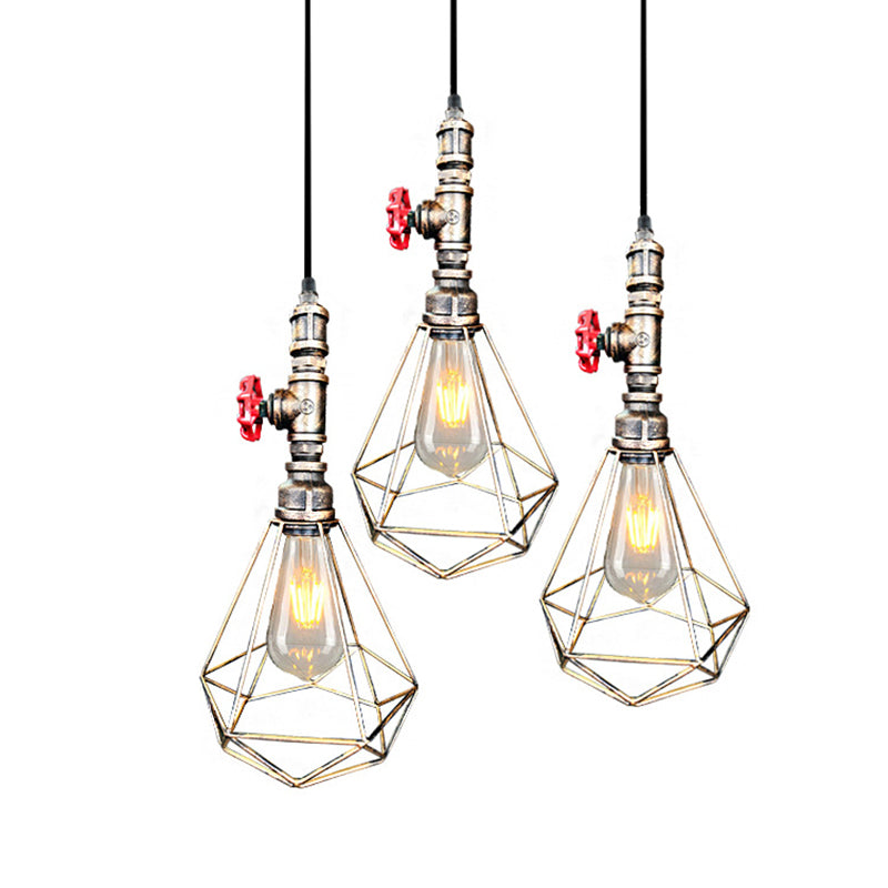 1-Light Hanging Ceiling Light Village Diamond Metal Cage Wrought Iron Pendant Light Fixture in Black/Weathered Copper/Gold for Living Room Clearhalo 'Art Deco Pendants' 'Black' 'Cast Iron' 'Ceiling Lights' 'Ceramic' 'Crystal' 'Industrial Pendants' 'Industrial' 'Metal' 'Middle Century Pendants' 'Pendant Lights' 'Pendants' 'Rustic Pendants' 'Tiffany' Lighting' 204171