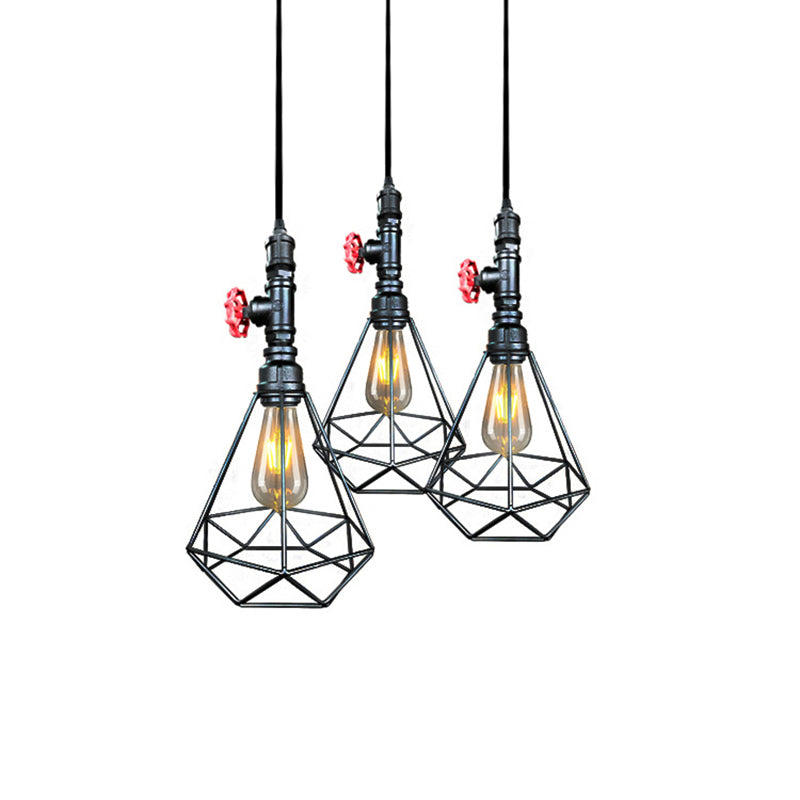 1-Light Hanging Ceiling Light Village Diamond Metal Cage Wrought Iron Pendant Light Fixture in Black/Weathered Copper/Gold for Living Room Clearhalo 'Art Deco Pendants' 'Black' 'Cast Iron' 'Ceiling Lights' 'Ceramic' 'Crystal' 'Industrial Pendants' 'Industrial' 'Metal' 'Middle Century Pendants' 'Pendant Lights' 'Pendants' 'Rustic Pendants' 'Tiffany' Lighting' 204173