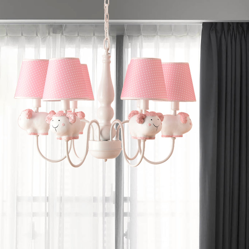 Resin Animal Pendant Light with Tapered Shade 6 Lights Cartoon Chandelier for Nursing Room Clearhalo 'Ceiling Lights' 'Chandeliers' Lighting' options 204183
