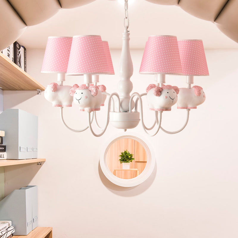 Resin Animal Pendant Light with Tapered Shade 6 Lights Cartoon Chandelier for Nursing Room Clearhalo 'Ceiling Lights' 'Chandeliers' Lighting' options 204184