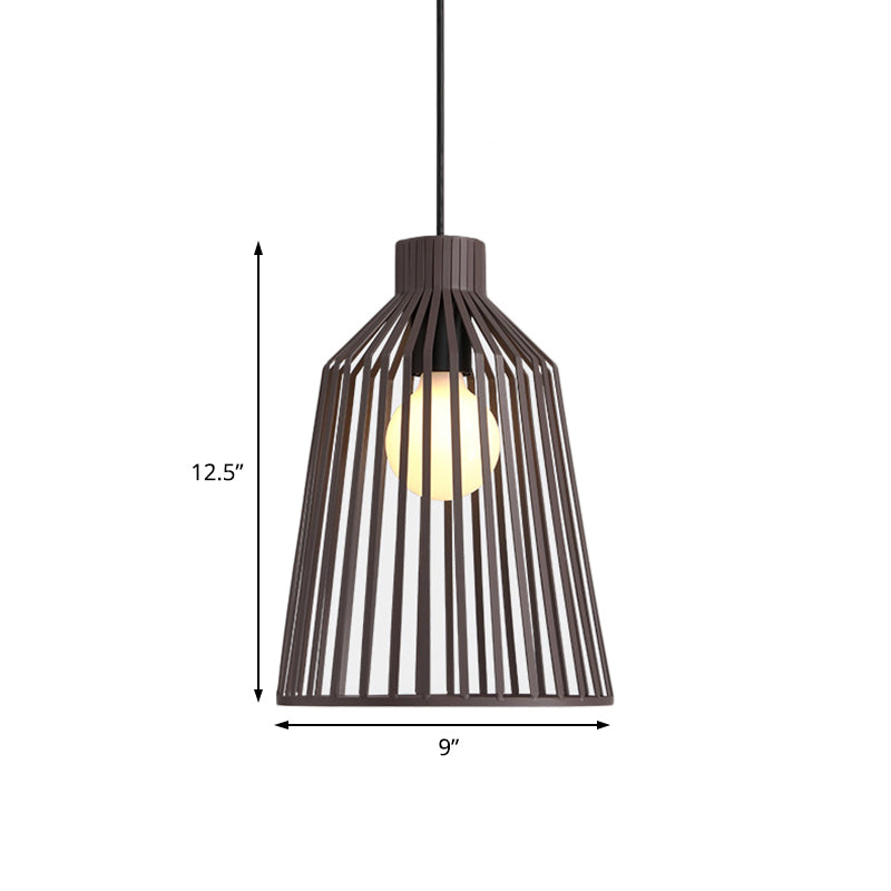 1-Light Pendant Lighting Fixture with Bell Wire Cage Metal Nordic Style Kitchen Island Hanging Lamp in Grey/White/Coffee Clearhalo 'Art Deco Pendants' 'Cast Iron' 'Ceiling Lights' 'Ceramic' 'Crystal' 'Industrial Pendants' 'Industrial' 'Metal' 'Middle Century Pendants' 'Pendant Lights' 'Pendants' 'Tiffany' Lighting' 204257