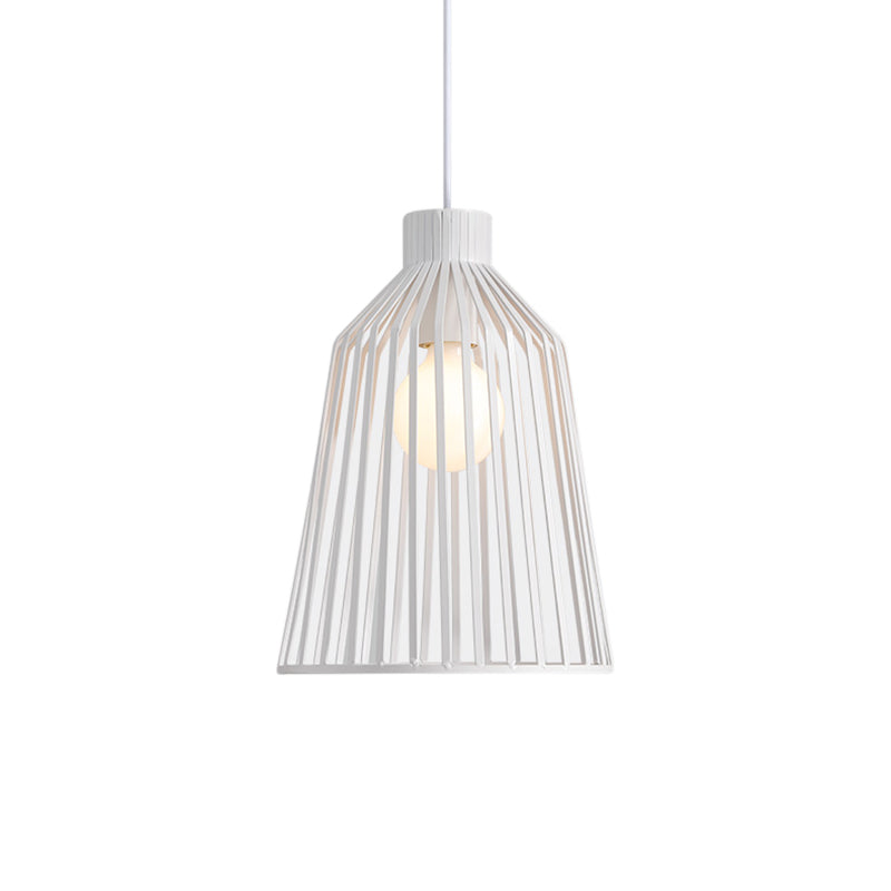 1-Light Pendant Lighting Fixture with Bell Wire Cage Metal Nordic Style Kitchen Island Hanging Lamp in Grey/White/Coffee Clearhalo 'Art Deco Pendants' 'Cast Iron' 'Ceiling Lights' 'Ceramic' 'Crystal' 'Industrial Pendants' 'Industrial' 'Metal' 'Middle Century Pendants' 'Pendant Lights' 'Pendants' 'Tiffany' Lighting' 204261