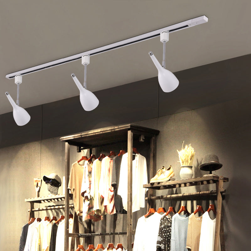 Industrial Stylish Bell Track Light 3 Lights Metallic Rotatable Semi Flush Mount Spotlight in Black/White for Kitchen White Clearhalo 'Ceiling Lights' 'Close To Ceiling Lights' 'Close to ceiling' 'Semi-flushmount' Lighting' 204276