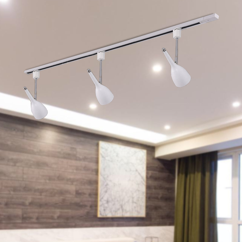 Industrial Stylish Bell Track Light 3 Lights Metallic Rotatable Semi Flush Mount Spotlight in Black/White for Kitchen Clearhalo 'Ceiling Lights' 'Close To Ceiling Lights' 'Close to ceiling' 'Semi-flushmount' Lighting' 204277