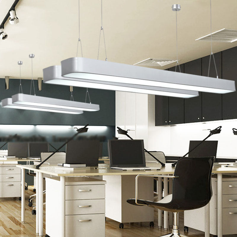Aluminum Elliptical Suspension Pendant Modern Integrated LED Ceiling Light for Office Silver Clearhalo 'Ceiling Lights' 'Modern Pendants' 'Modern' 'Pendant Lights' 'Pendants' Lighting' 2044226