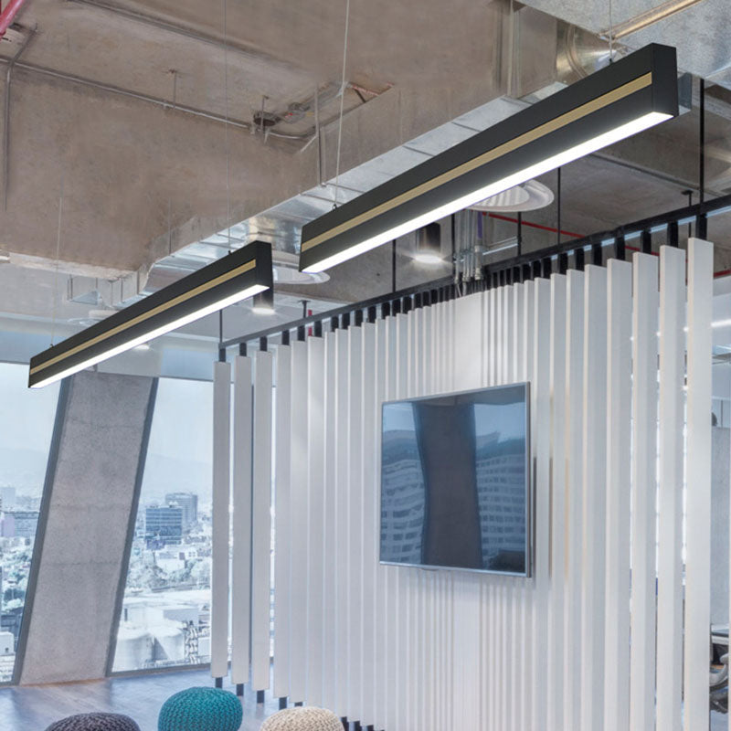 Rectangular Hanging Pendant Contemporary Metal Meeting Room LED Suspension Lighting Black Clearhalo 'Ceiling Lights' 'Modern Pendants' 'Modern' 'Pendant Lights' 'Pendants' Lighting' 2044245
