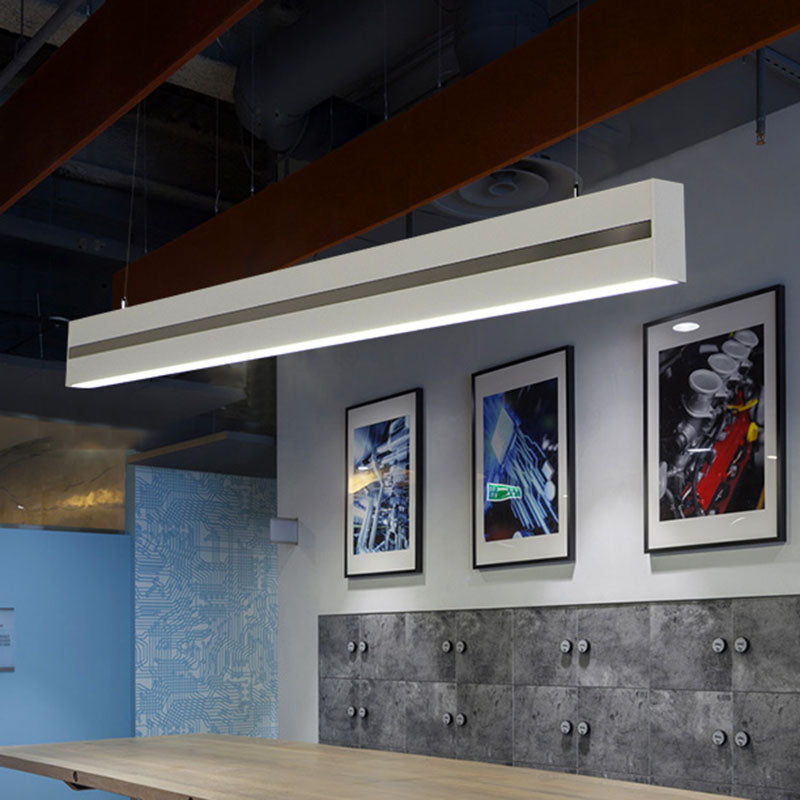 Rectangular Hanging Pendant Contemporary Metal Meeting Room LED Suspension Lighting White Clearhalo 'Ceiling Lights' 'Modern Pendants' 'Modern' 'Pendant Lights' 'Pendants' Lighting' 2044248