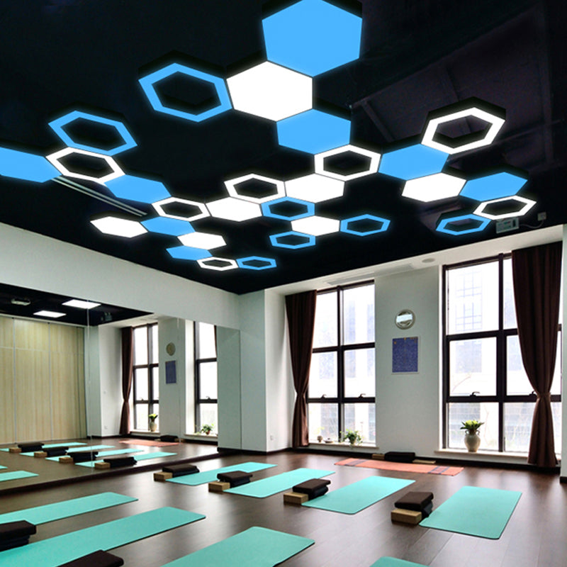 Honeycomb Shaped Ceiling Pendant Modern Acrylic Gym LED Suspension Light in Black Clearhalo 'Ceiling Lights' 'Modern Pendants' 'Modern' 'Pendant Lights' 'Pendants' Lighting' 2044289