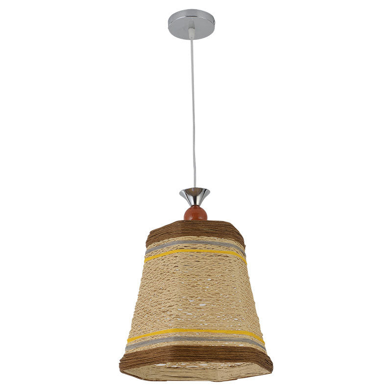 Chinese Bell Shaped Pendant Lamp Rattan Fiber Single Restaurant Hanging Light Fixture Brown Clearhalo 'Ceiling Lights' 'Pendant Lights' 'Pendants' Lighting' 2044630_8f1187fb-d552-40df-948d-deb024b3e740
