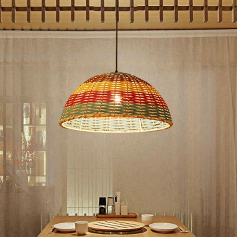 Hand-Woven Rattan Ceiling Suspension Lamp Asian 1 Head Multi-Colored Pendant Light Fixture Multi-Color B Clearhalo 'Ceiling Lights' 'Pendant Lights' 'Pendants' Lighting' 2044649_61ac7ea1-5b61-4a70-9d95-5213786cb1a6