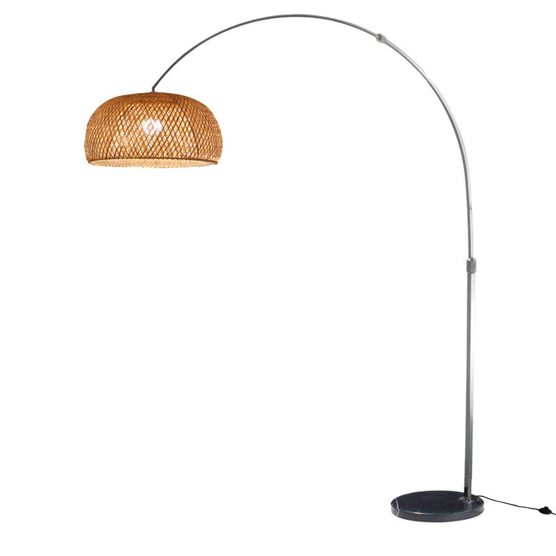 Fishing Rod Standing Lamp Chinese Bamboo 1-Light Wood Reading Floor Light with Swivel Shade Wood Large A Clearhalo 'Floor Lamps' 'Lamps' Lighting' 2044759