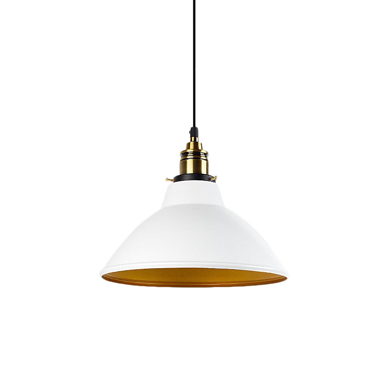 Dome Metal Pendant Light Industrial Single Bulb Living Room Hanging Light Fixture in Black/White/Gold Clearhalo 'Art Deco Pendants' 'Black' 'Cast Iron' 'Ceiling Lights' 'Ceramic' 'Crystal' 'Industrial Pendants' 'Industrial' 'Metal' 'Middle Century Pendants' 'Pendant Lights' 'Pendants' 'Rustic Pendants' 'Tiffany' Lighting' 204532