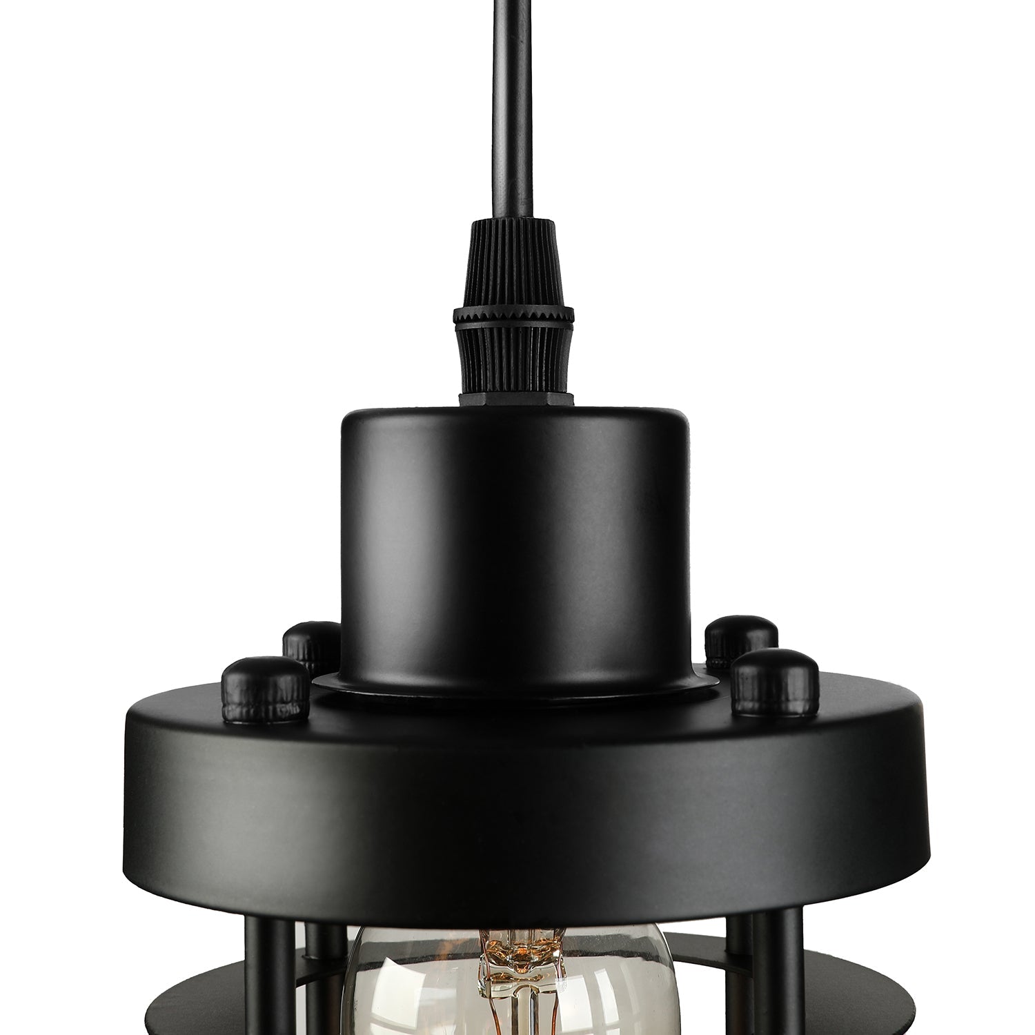 1 Head Pendant Light Industrial Cylinder Cage Shade Metallic Ceiling Light Fixture in Matte Black/Rust over Table Clearhalo 'Art Deco Pendants' 'Black' 'Cast Iron' 'Ceiling Lights' 'Ceramic' 'Crystal' 'Industrial Pendants' 'Industrial' 'Metal' 'Middle Century Pendants' 'Pendant Lights' 'Pendants' 'Rustic Pendants' 'Tiffany' Lighting' 20461