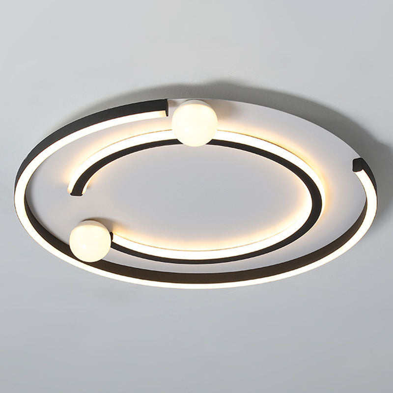 Geometric Line Metal LED Flush Mount Modern Black Flushmount Ceiling Light for Bedroom Clearhalo 'Ceiling Lights' 'Close To Ceiling Lights' 'Close to ceiling' 'Flush mount' Lighting' 2046525