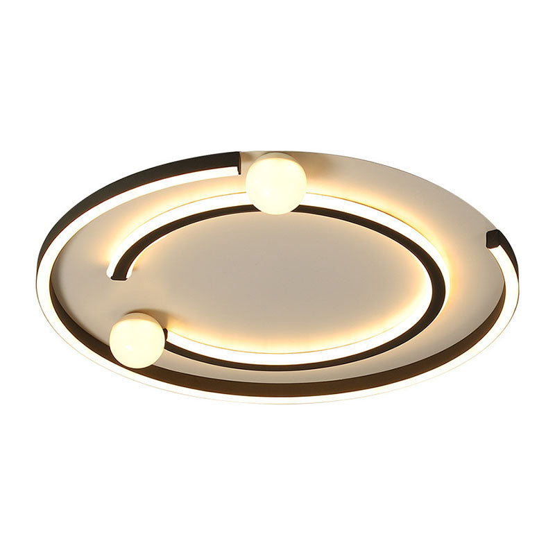 Geometric Line Metal LED Flush Mount Modern Black Flushmount Ceiling Light for Bedroom Black Warm Round Clearhalo 'Ceiling Lights' 'Close To Ceiling Lights' 'Close to ceiling' 'Flush mount' Lighting' 2046526