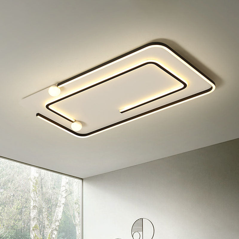 Geometric Line Metal LED Flush Mount Modern Black Flushmount Ceiling Light for Bedroom Clearhalo 'Ceiling Lights' 'Close To Ceiling Lights' 'Close to ceiling' 'Flush mount' Lighting' 2046529