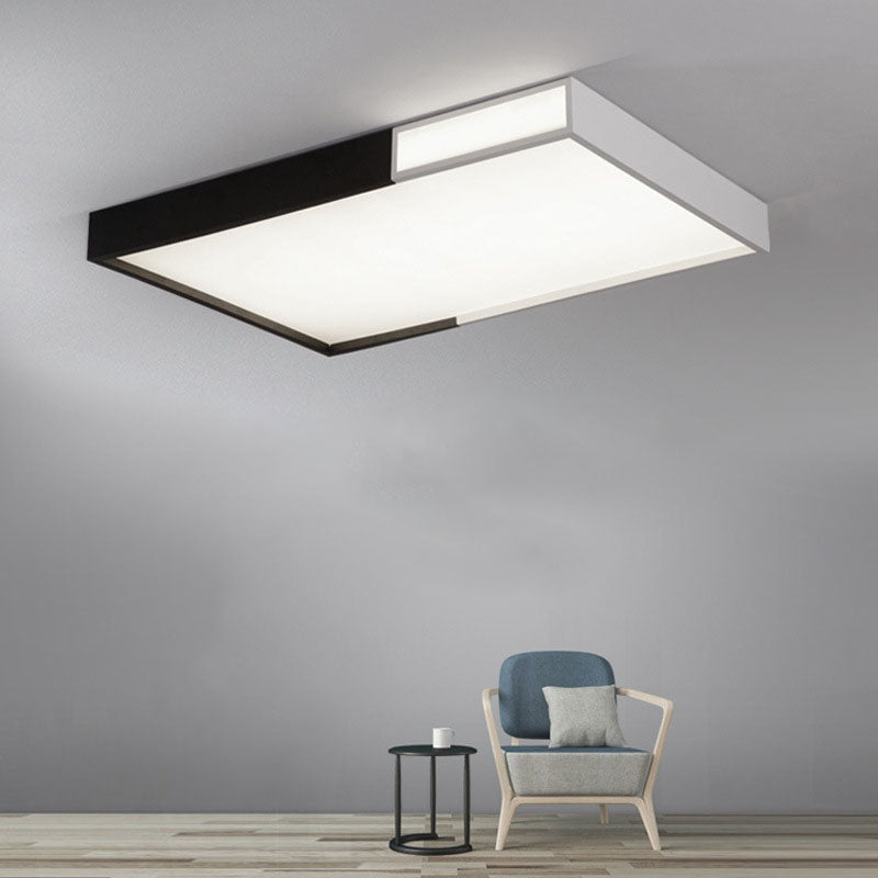 Quadrilateral Shape LED Flush Mount Light Simple Metal Black and White Ceiling Light Flush Mount Black-White Rectangle Clearhalo 'Ceiling Lights' 'Close To Ceiling Lights' 'Close to ceiling' 'Flush mount' Lighting' 2046542