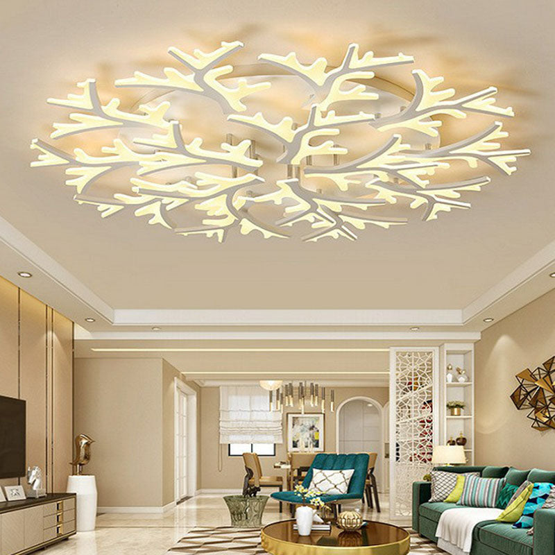 White Snowflake Semi Flush Mount Lighting Minimalist Acrylic LED Flush Mount Fixture for Living Room 15 White Warm Clearhalo 'Ceiling Lights' 'Close To Ceiling Lights' 'Close to ceiling' 'Semi-flushmount' Lighting' 2046671