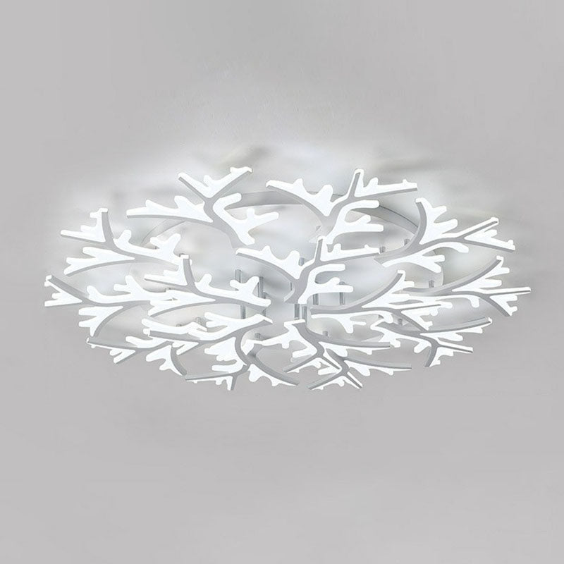 White Snowflake Semi Flush Mount Lighting Minimalist Acrylic LED Flush Mount Fixture for Living Room 15 White White Clearhalo 'Ceiling Lights' 'Close To Ceiling Lights' 'Close to ceiling' 'Semi-flushmount' Lighting' 2046673