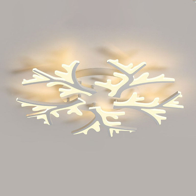 White Snowflake Semi Flush Mount Lighting Minimalist Acrylic LED Flush Mount Fixture for Living Room Clearhalo 'Ceiling Lights' 'Close To Ceiling Lights' 'Close to ceiling' 'Semi-flushmount' Lighting' 2046681