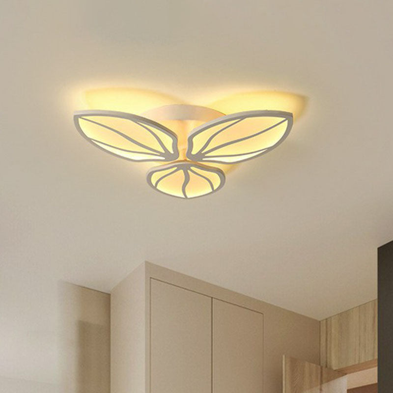 Foliage Acrylic LED Flush Mount Fixture Contemporary White Semi Flush Ceiling Light for Bedroom 3 White Clearhalo 'Ceiling Lights' 'Close To Ceiling Lights' 'Close to ceiling' 'Semi-flushmount' Lighting' 2046683